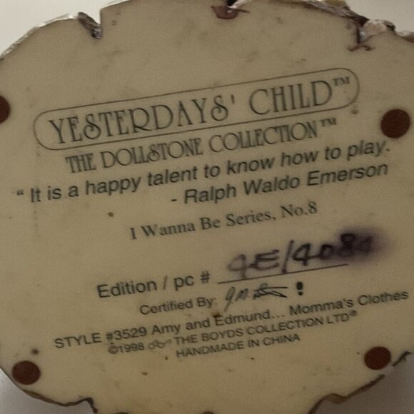 VINTAGE THE DOLLSTONE COLLECTION FIGURINE 1998  AMY & EDMUND 5.5" - Picture 9 of 11